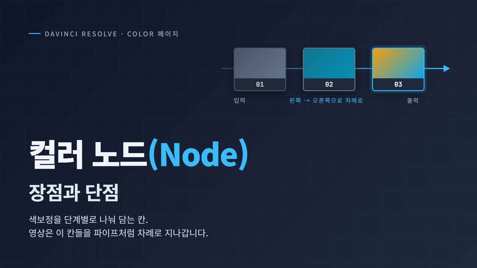 다빈치 리졸브 색상(Color) 페이지 노드 장단점