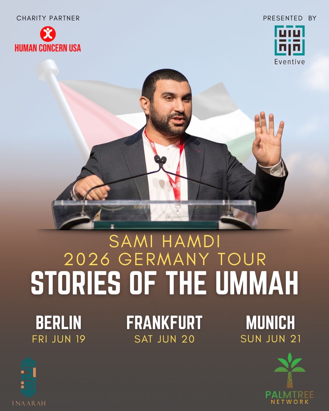 Sami Hamdi 2026 Germany Tour: Stories of the Ummah — BERLIN flyer