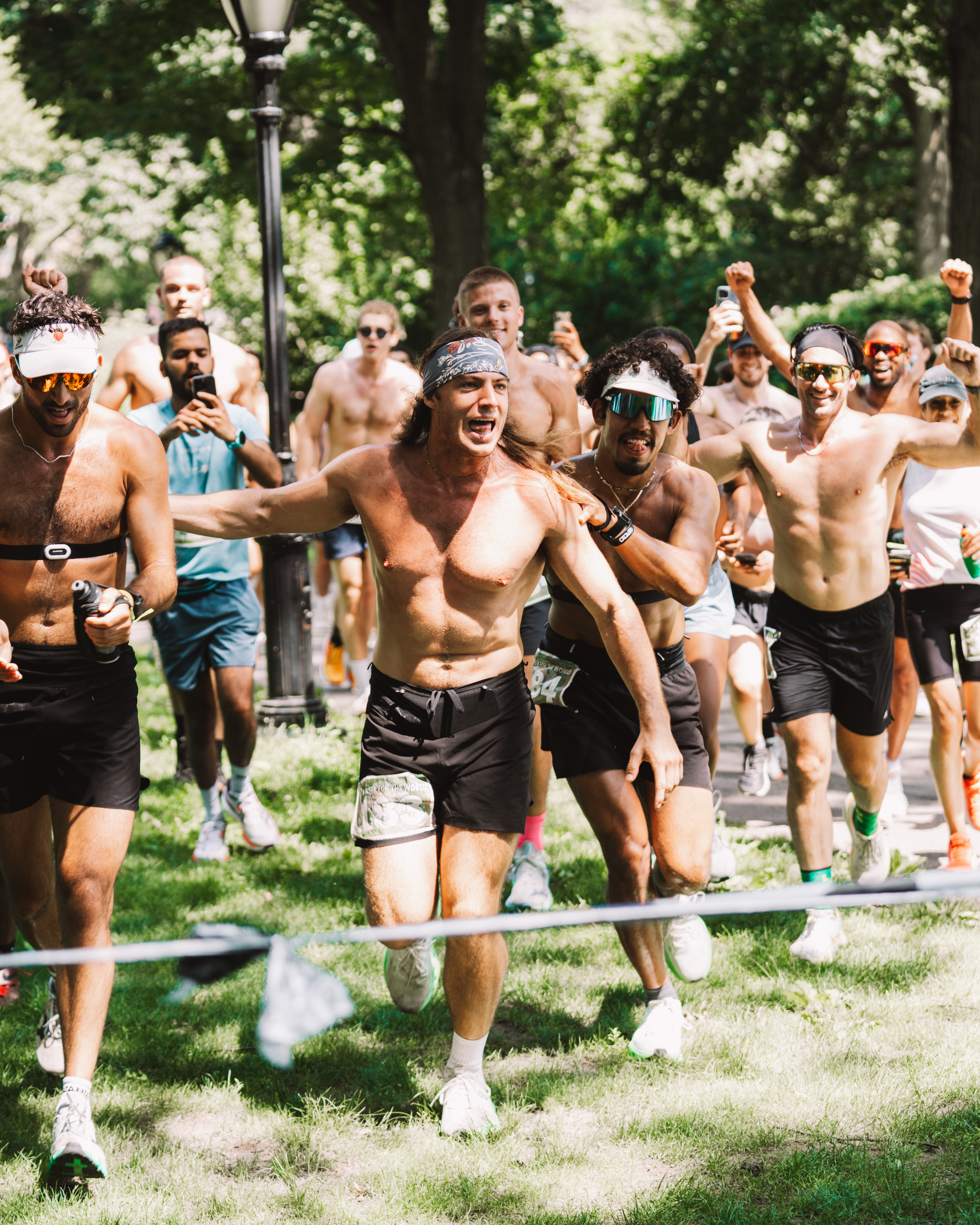 Runners at the starting line of a marathon.