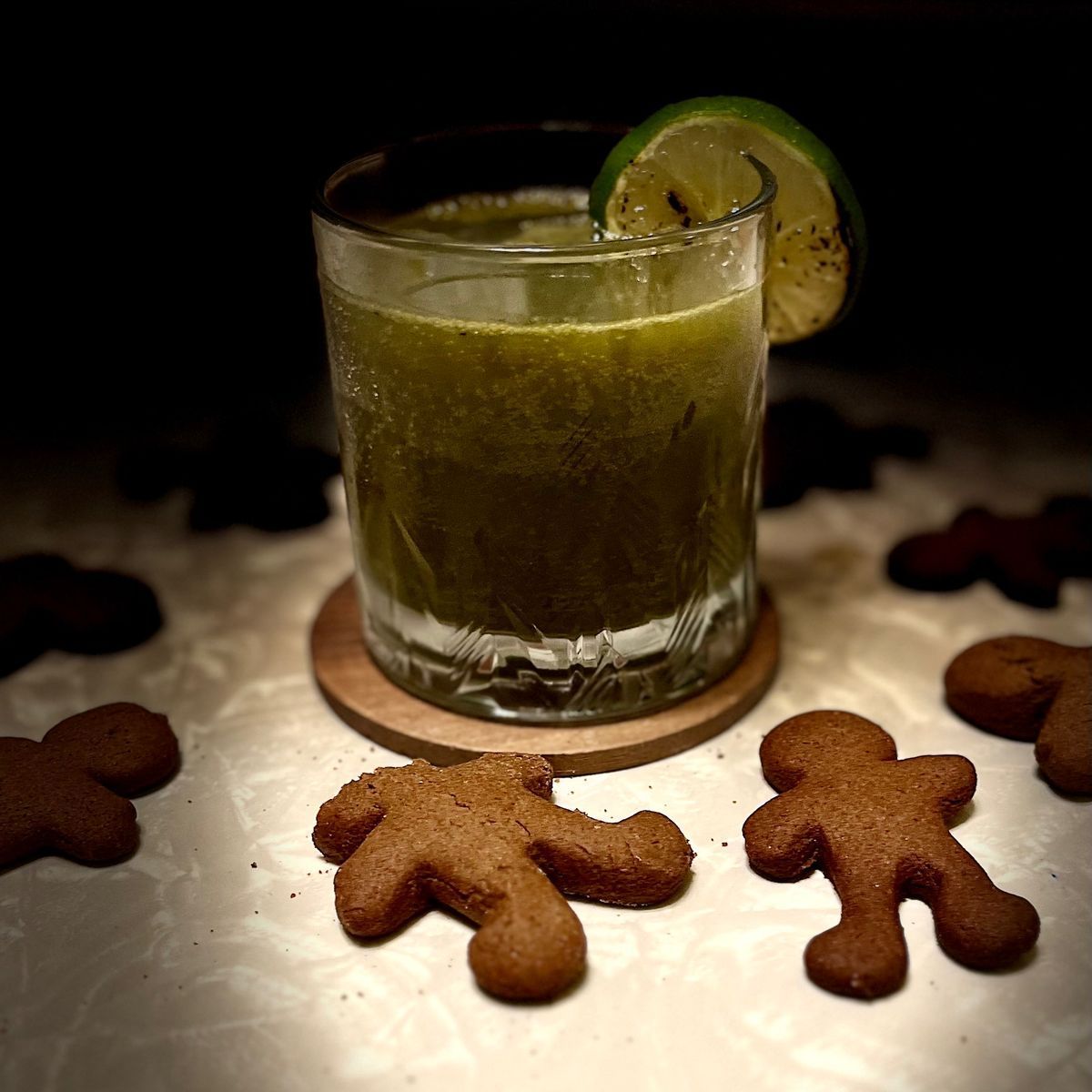 Grinch Mule

This tasty mule takes its inspiration from The Grinch. We’re talking beginning of the story— not the guy who saves Christmas and himself carves the roast beast 🍗

It’s a dirty, earthy green that’s perfect for the filth of the Grinch. It has an earthy, spicy, loamy flavor thanks to the ginger and matcha, the carmelized lime lends bite as you take each sip, and the anejo tequila gives it a rich depth. 

And while you can argue that the Grinch would have sucked less if some old dude wasn’t constantly singing about what a piece of shit he is, he’s still… well… a grinch! 