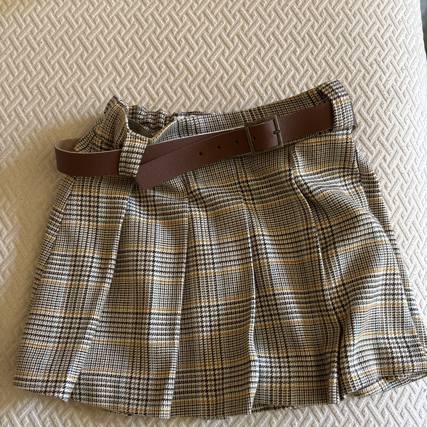 Brown plaid skirt