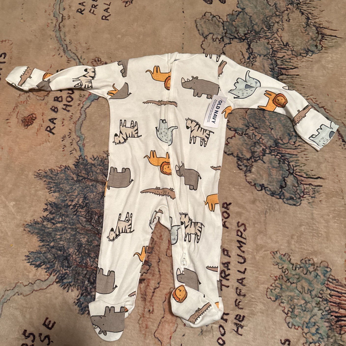 Unisex Animal-Print 2-Way-Zip Sleep & Play Footed One-Piece for Baby