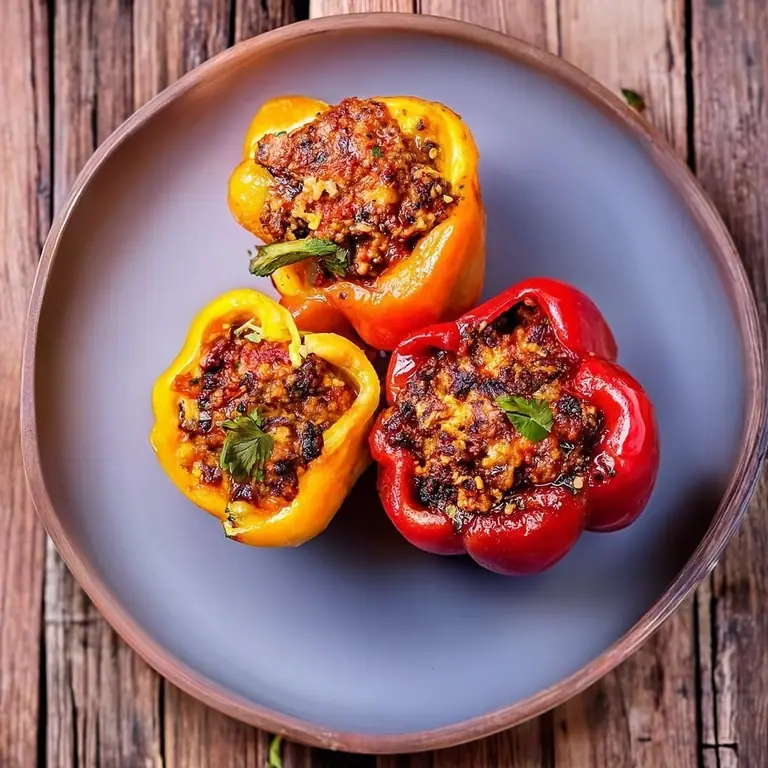 Mexican Stuffed Bell Peppers with Spicy Orange Sauce