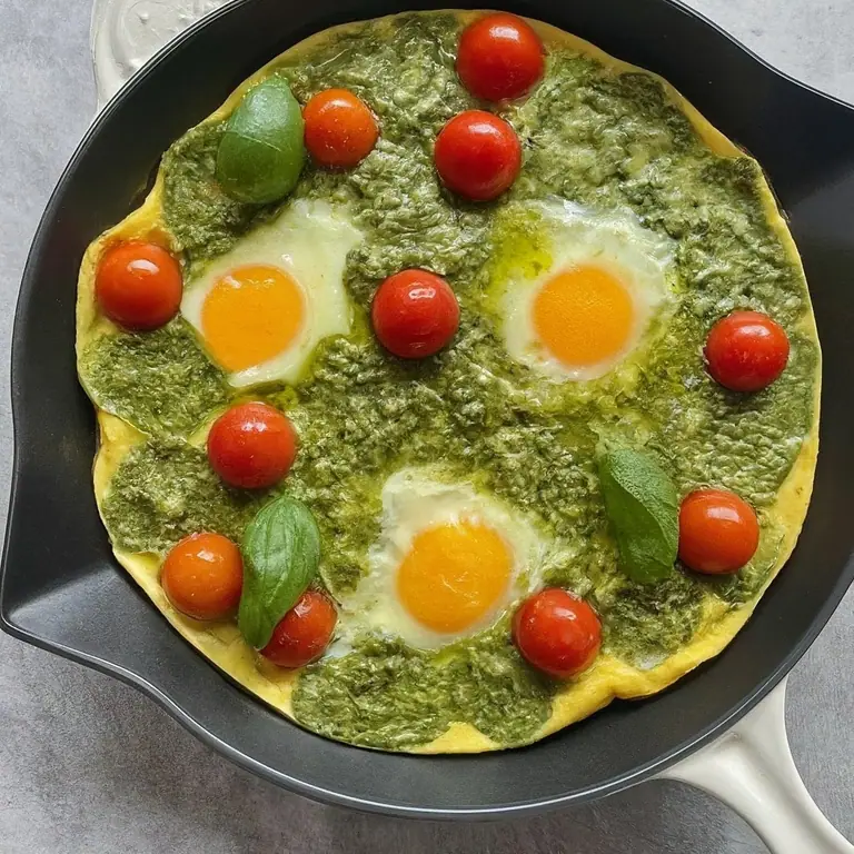 Kırmızı Pesto ve Yumurta ile İtalyan Omlet