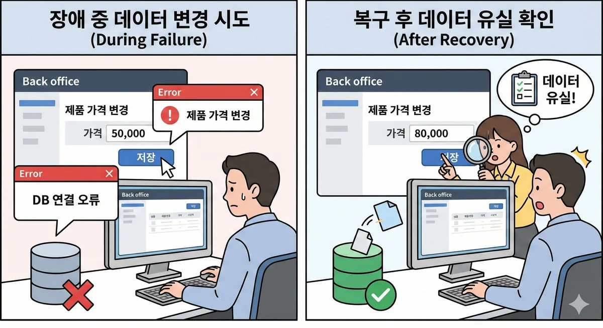 장애 중 vs 복구 후 데이터 검증