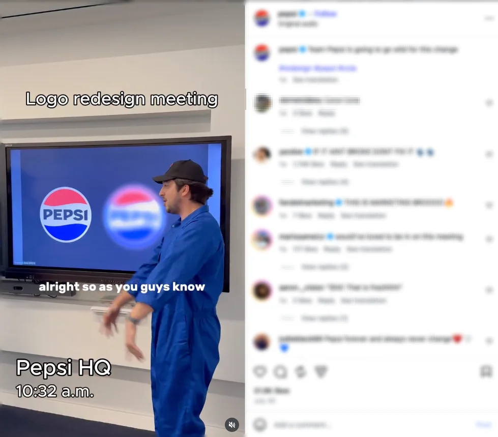 코카콜라를 겨냥한 펩시의 인스타그램 게시물