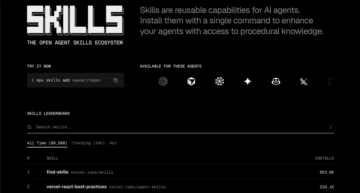 skills.sh 스킬 마켓플레이스