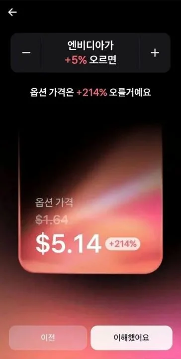 해외주식 옵션 안내 화면