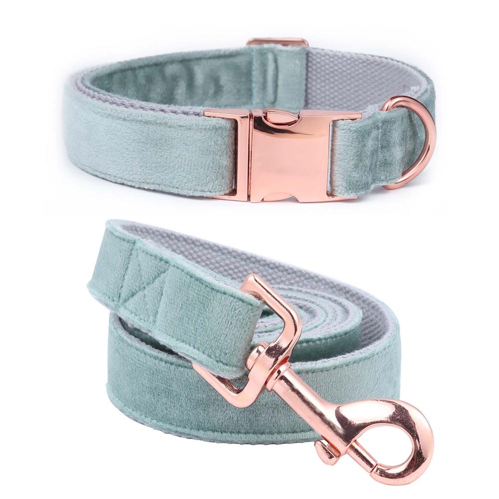 UniqueStylePawsChristmasDesignerBlueVelvetAdjustableDogCollars