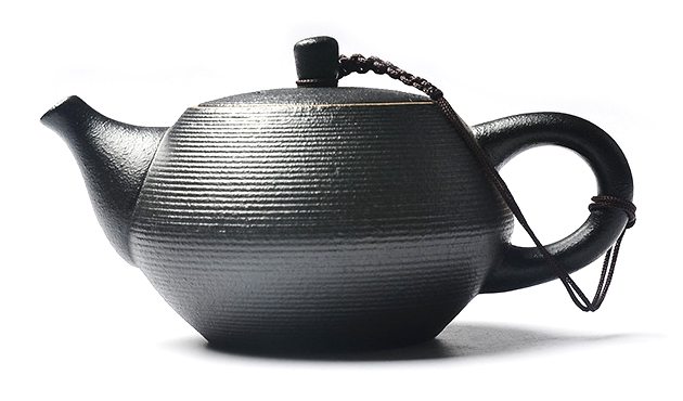 HandmadeBlackZenPotteryGlazeStoneTeapot