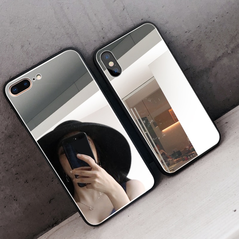 LuxuryClearMakeupMirrorPhoneCaseforiPhone8766SPlusHardTemperedGlassBackCoverForiphoneXXSMAXXRWomanCases