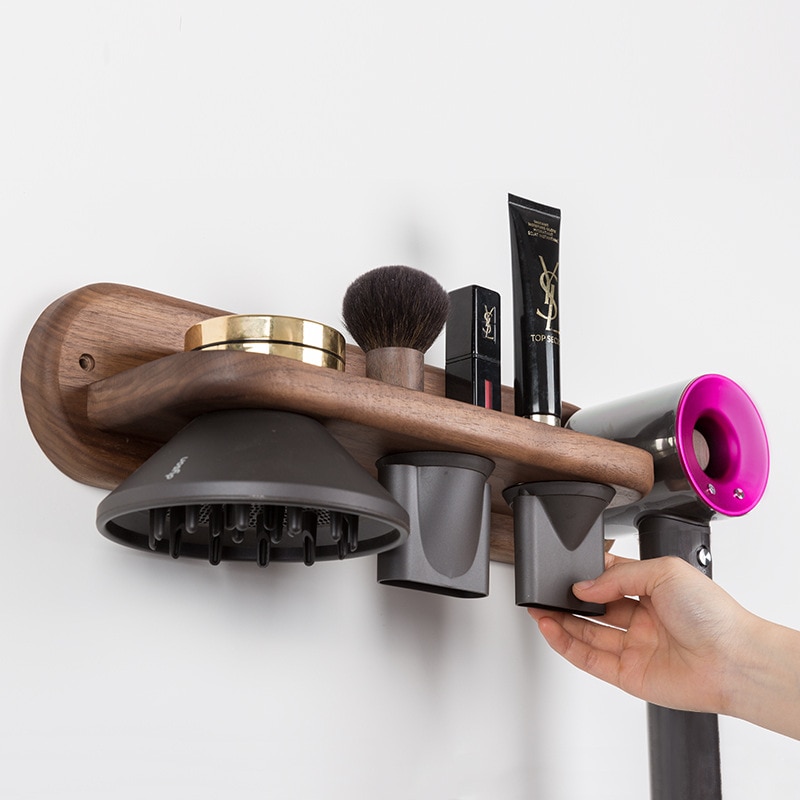 NordicWoodenHairDryerHolderSundriesWallmountedRackMultifunctionBathroomStorageOrganizerHomeDecorationAccessories