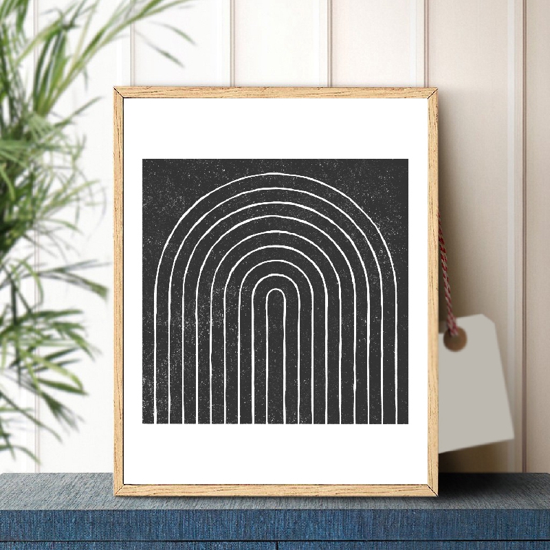 MinimalistRainbowWoodblockPrintCanvas