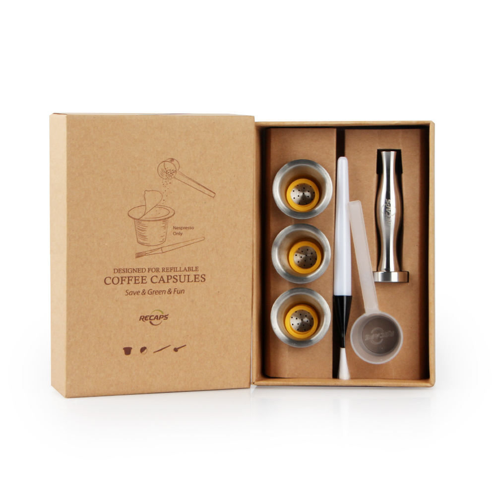 RecapsStainlessSteelRefillableCoffeeCapsulesReusablePodsforNespressoMachinesOriginalLineCompatible