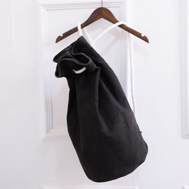 AosbosCanvasSportsBagsDrawstringGymBagLanyardBucketFitnessBagsforWomenMenOutdoorBasketballBackpackTrainingBag
