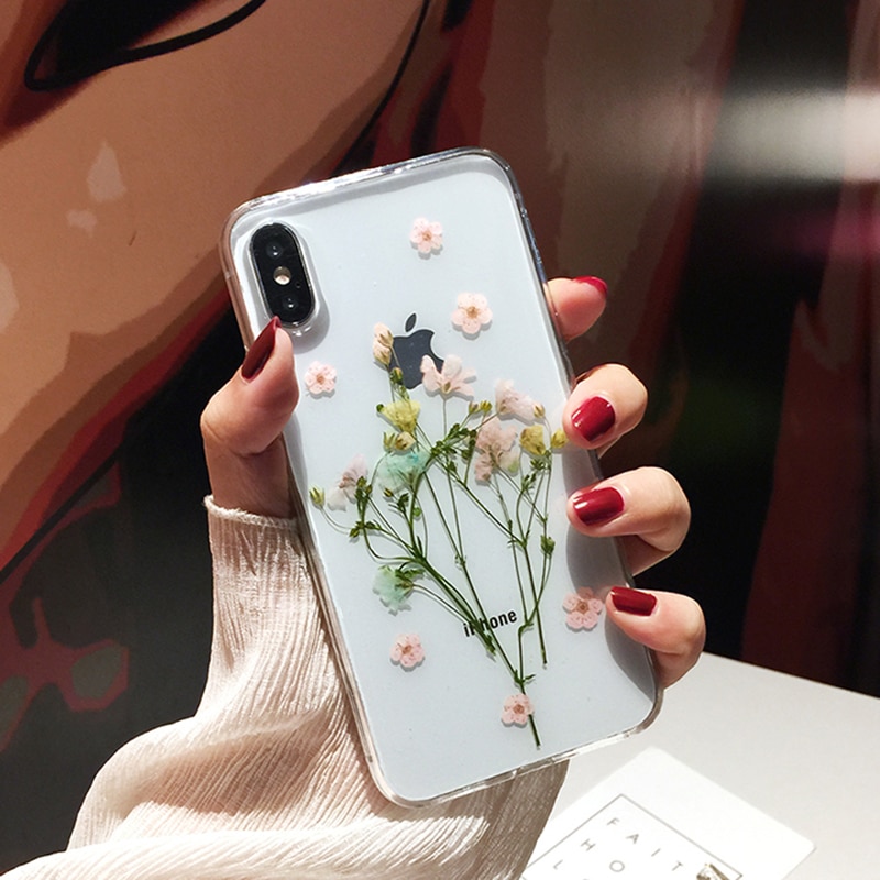QianliyaoDriedRealFlowerCasesForiPhoneXXSMaxXRCaseHandmadeSoftCoverForiPhone66S78Plus11ProMaxPhoneCase