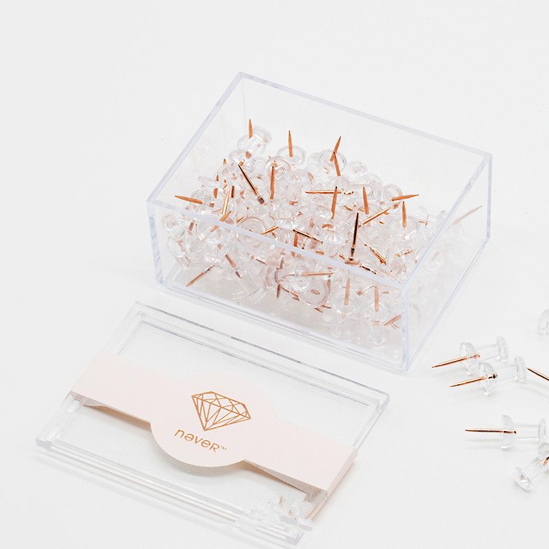 100pcsClearGoldPushPinsBoardsThumbtackSteelPointBulletinBoardPinstheOfficeandSchoolSuppliesPushPinConnectors