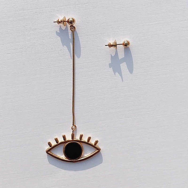 2018NewAsymmetricCharmingBigEvilEyeStatementDangleEarringsSuperLongEarringsbouclesdoreillesBrincosJewelry