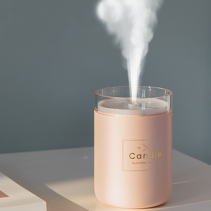 280MLUltrasonicAirHumidifierCandleRomanticSoftLightUSBEssentialOilDiffuserCarPurifierAromaAnionMistMaker
