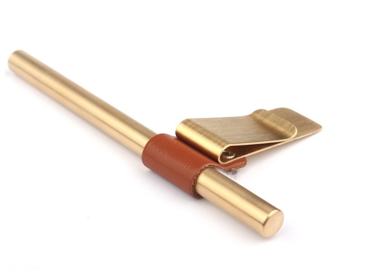 VintageLeatherMetalPencilPenHolderClipCarryCaseBookmarkClips