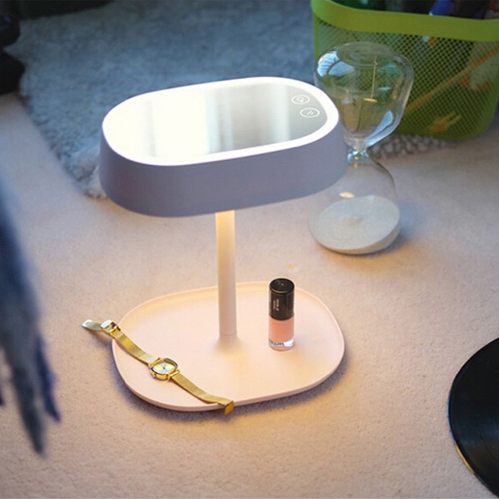 Rechargeable Touch Screen Lighted Makeup Mirror LED Lamp Table Stand Cosmetic Mirror Night Light