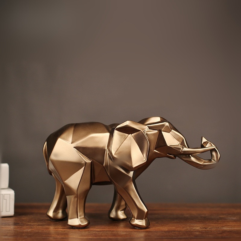ModernAbstractGoldenElephantStatueResinOrnamentHomeDecorationAccessoriesGiftsElephantSculptureAnimalCrafts