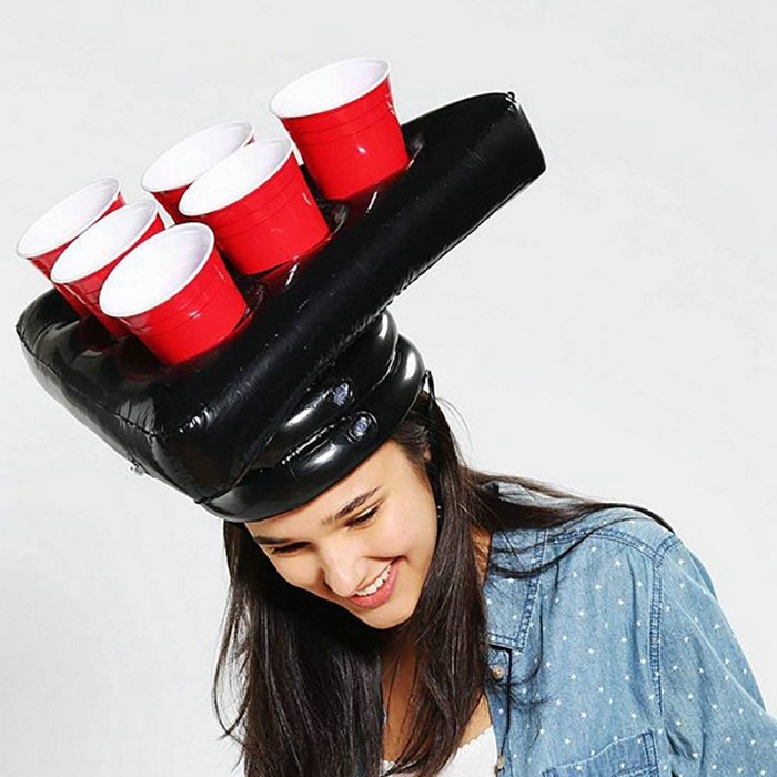OneSetInflatablePingPongCupHolderHatsRingsTossGameFunLawnToysThrowingAdultKidsFerruleToolsWith2pcsBall