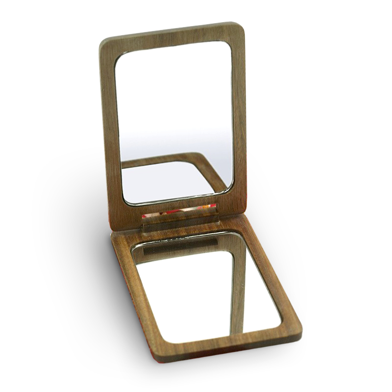 SUFEILE1PCGreenSandalwoodDoublesidedMakeupMirrorMagnifyingGlassGiftPortablePocketMirrorWoodenMakeupMirrorD40