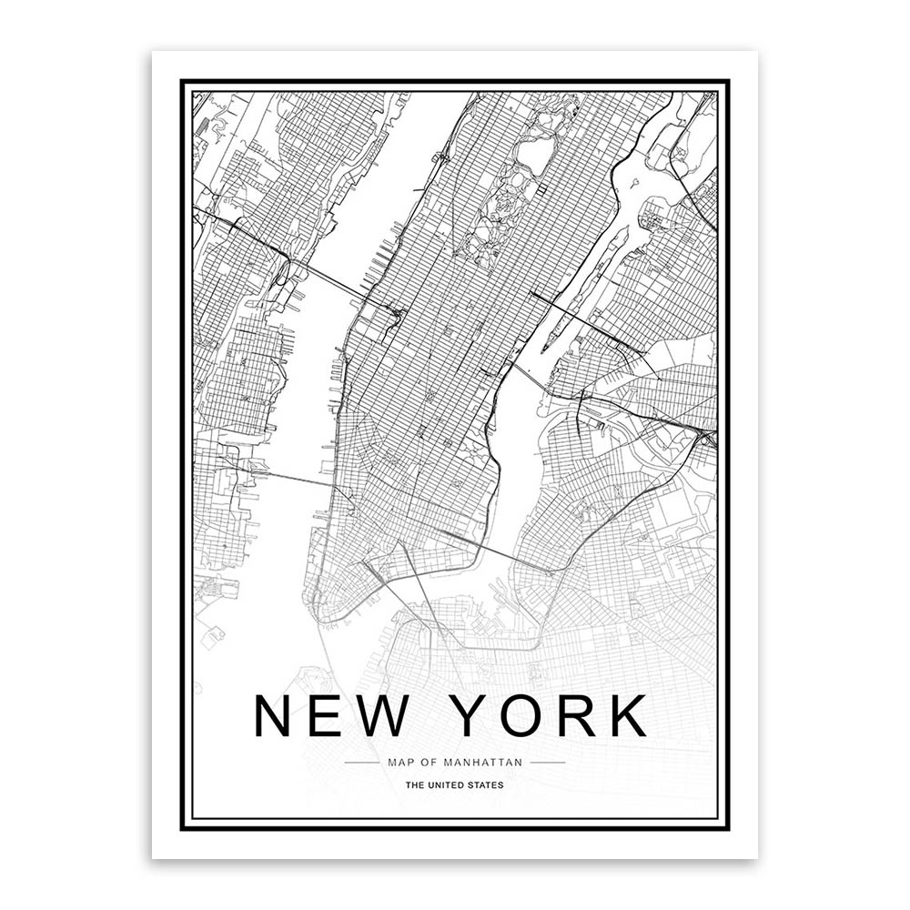BlackWhiteCustomWorldCityMapParisLondonNewYorkPostersNordicLivingRoomWallArtPicturesHomeDecorCanvasPaintings