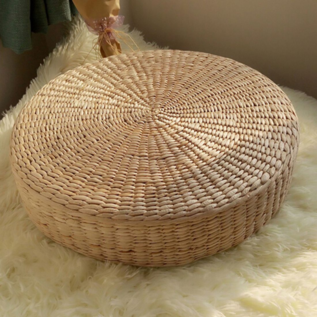 HOTSALE40cmTatamiCushionRoundStrawWeaveHandmadePillowFloorYogaChairSeatMat