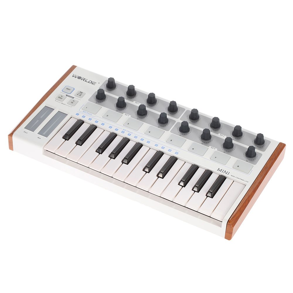 HighQualityWorldeUltraPortableMini25KeyMIDIKeyboardControllerandUSBMIDIDrumPadProfessional