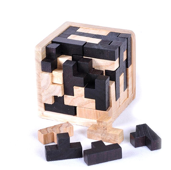 Kids3DDIYWoodenPuzzleToysChildrenLubanInterlockingIntelligenceIQBrainTeaserCubeToyBabyWoodJigsawMatchingToys