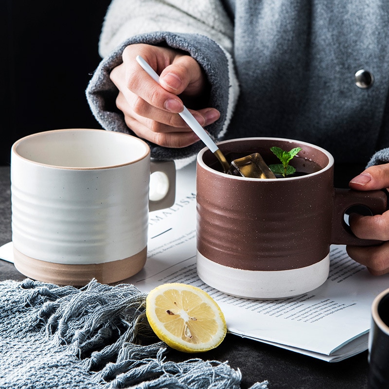 CreativeCeramicMugOfficeHomeCoffeeMilkJuiceTeaBreakfastBlackWhitePorcelainMugsLuxuryGiftWeddingDecoration400ML