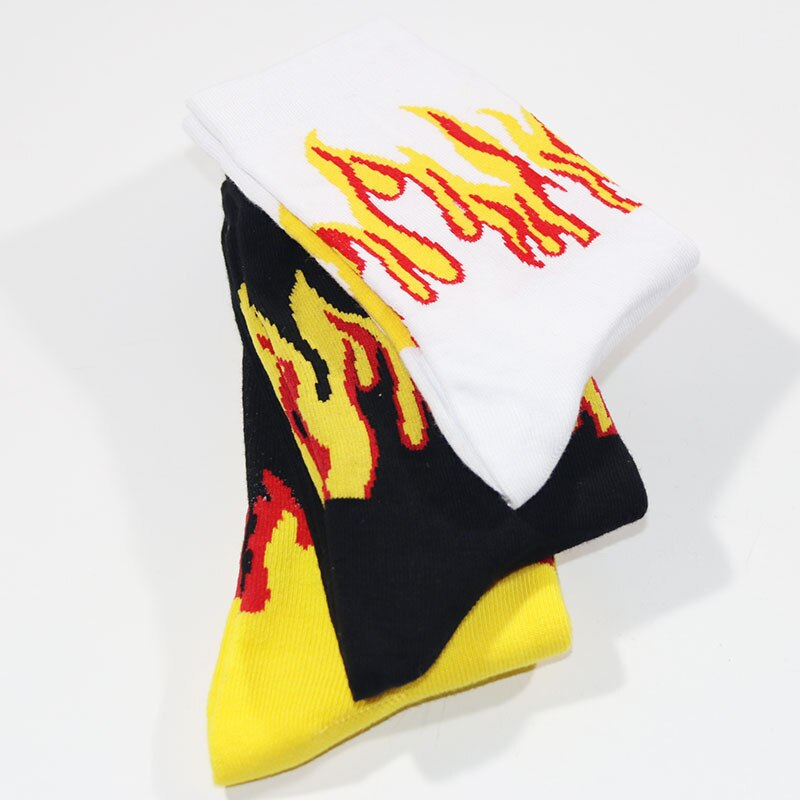 3pcslotwomanmanHipHopFireCrewSocksRedFlameBlazePowerTorchHotWarmthStreetSkateboardCottonLongSocks