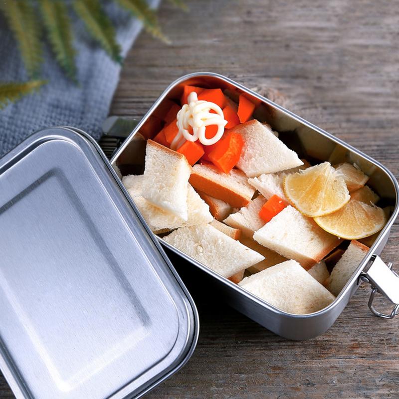 304StainlessSteelLunchBoxSingleLayerAdultLunchContainerSealedLeakproofRectangularланчбокс800ml
