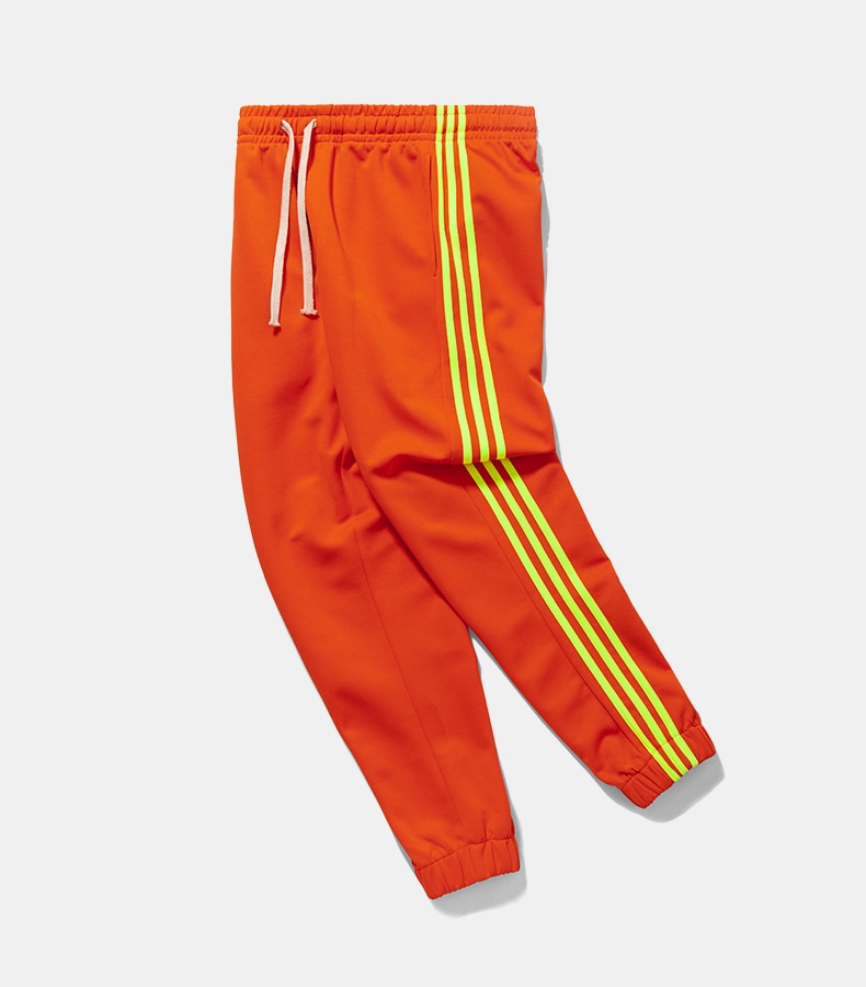 F W Side Stripe Elastic Waist Track Pants Trousers Mens Womens Joggers Black orange Sweatpants High Street