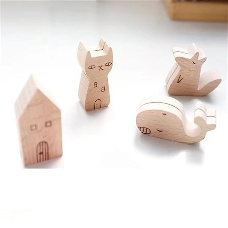 ColofficeOriginalCartoonCuteAnimalShapeWoodenCeativeBusinessCardPhotoFolderStickyNoteFolderOfficeSupplies1PC