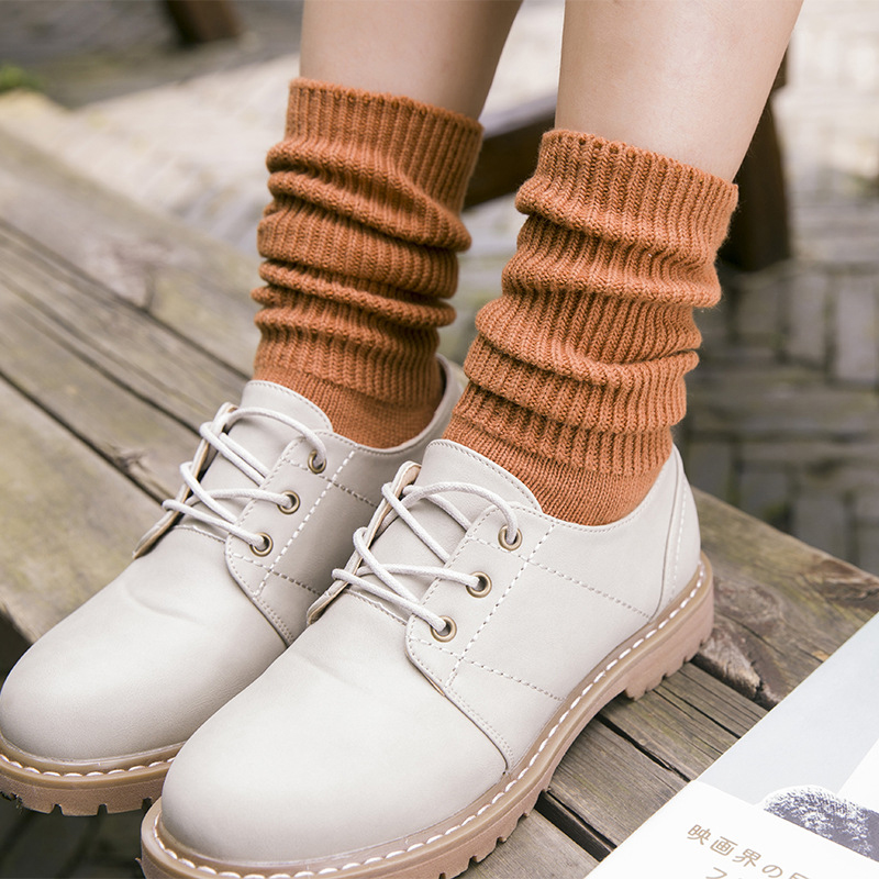 1PairWomensSocksFashionCasualSolidColorLongSocksForWomenMeiasFemininasLadiesWarmSocksAutumnWinterCalcetines