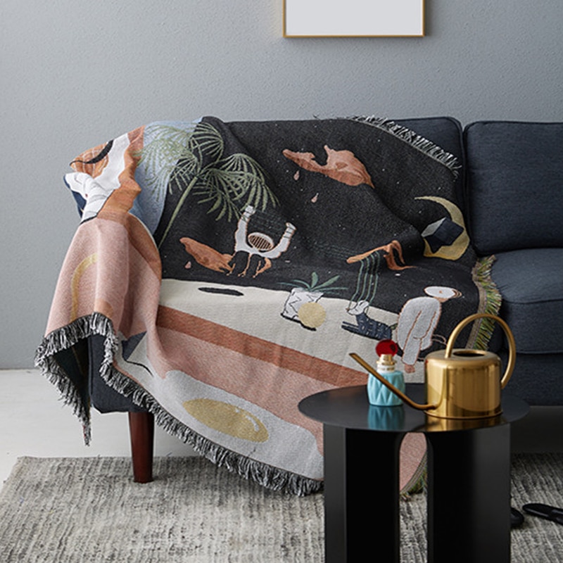 NordicThrowBlanketMultifunctionSpaceTravelDecorationSlipcoverCobertorSofaBedNonslipStitchingSoftSheetBlankets