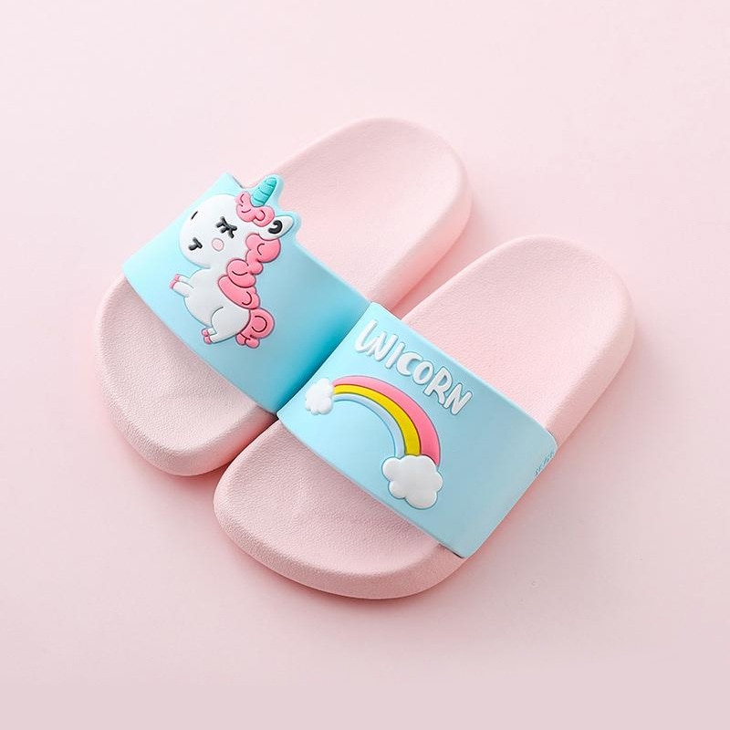 Suihyung레인보우유니콘슬리퍼소년소녀뉴여름키즈비치신발아기유아부드러운실내슬리퍼어린이샌들