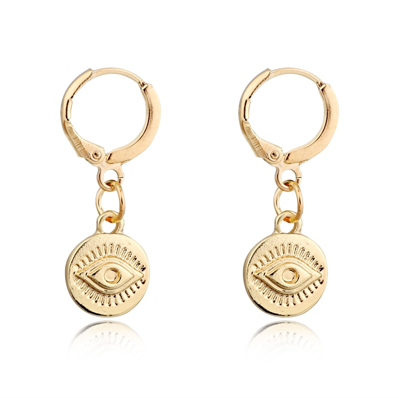 DayoffEuropeRoundGoldSilverEyeHoopEarrringsFemaleVintageEyelashEarstudWomenJewelryCharmsSmallMinimalistEarE599