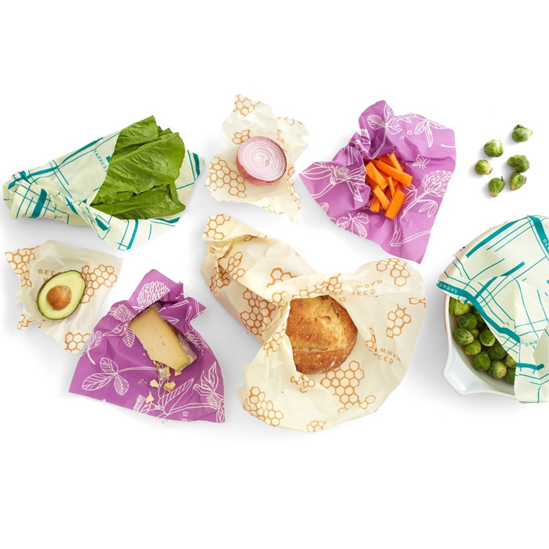 Reusable Beeswax Food Wraps Washable Food Storage Bags Organic Beeswax Cloth Wrap Silicone Food Wrap Replacement