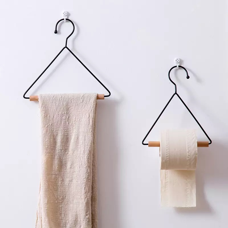 KitchenTowelRackTissuePaperRollHolderScarvesTriangleDishClothStandShelfBathroomToiletStorageHookWoodOrganizer
