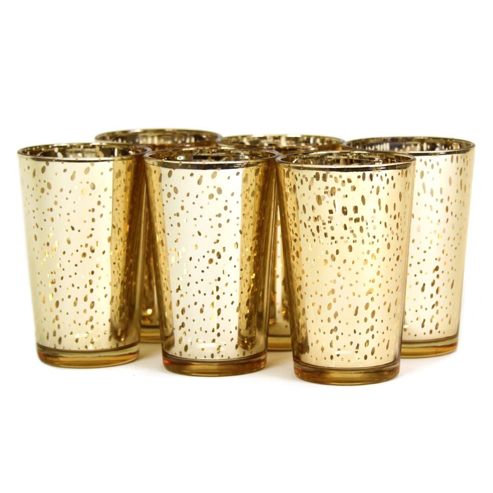 4InchTallMercuryVotiveHolderinGoldSilverUSD4200for12PCSlotsEachUSD350