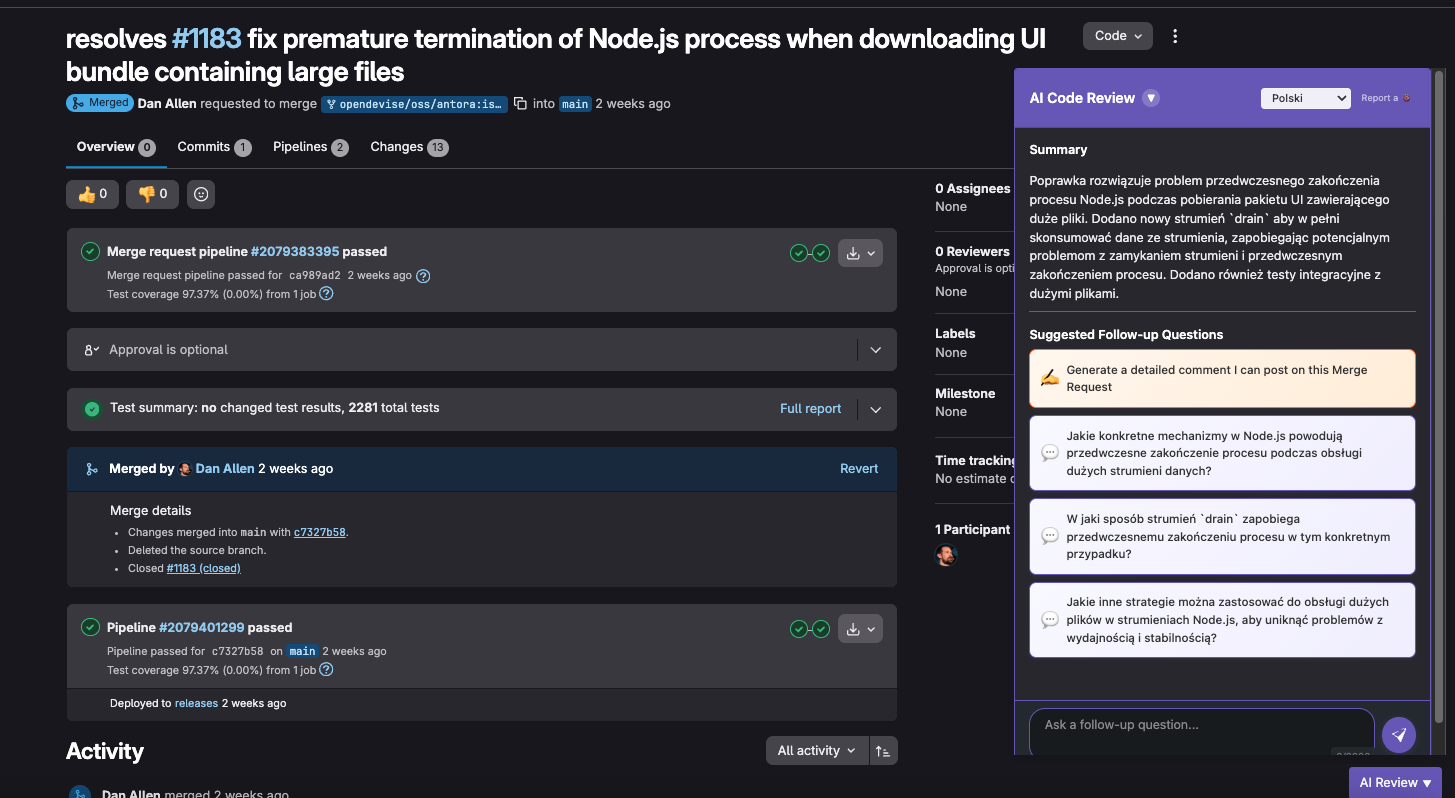ThinkReview Language Selection