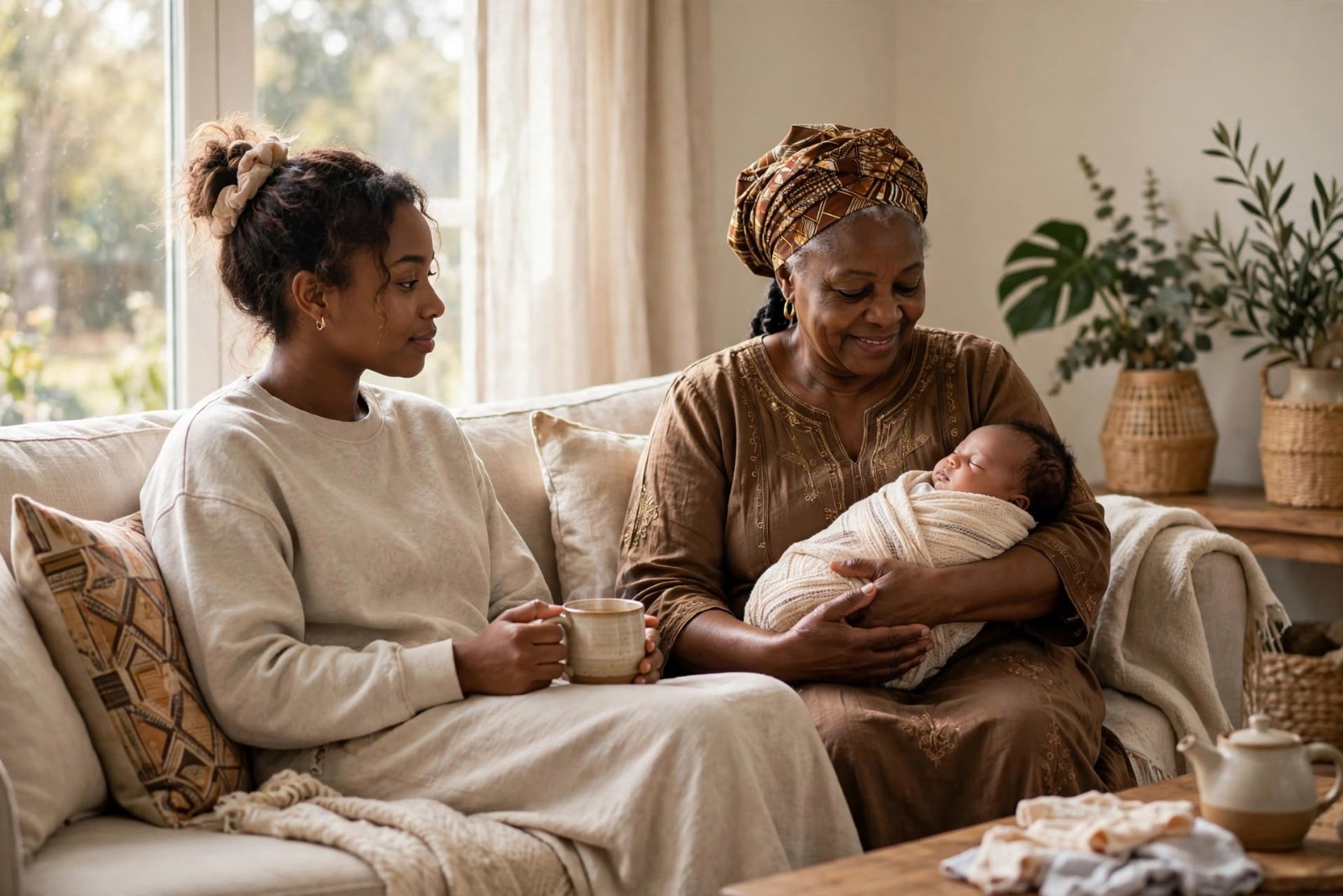 grandma, mom and child