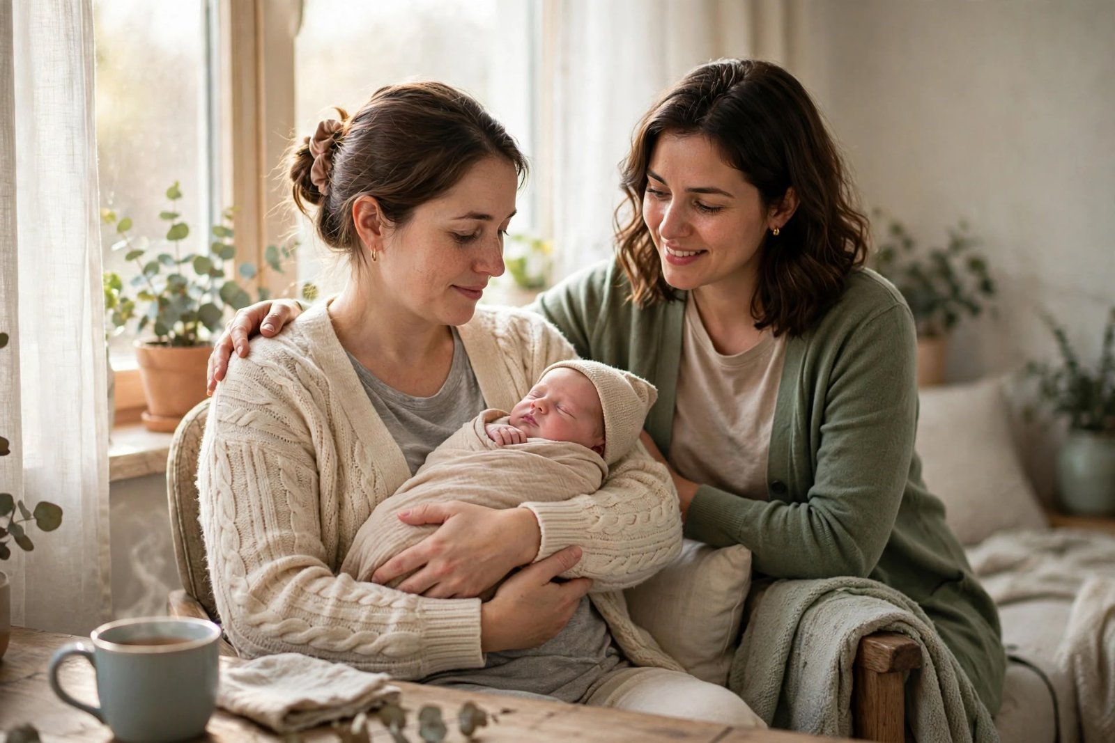 Mom, Baby and Sister
