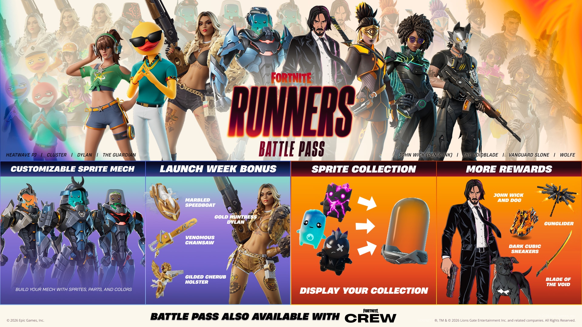 【フォートナイト最新情報】フォートナイト チャプター7 シーズン3「Runners」バトルパス公開!ジョン・ウィック風スキンや新要素まとめ