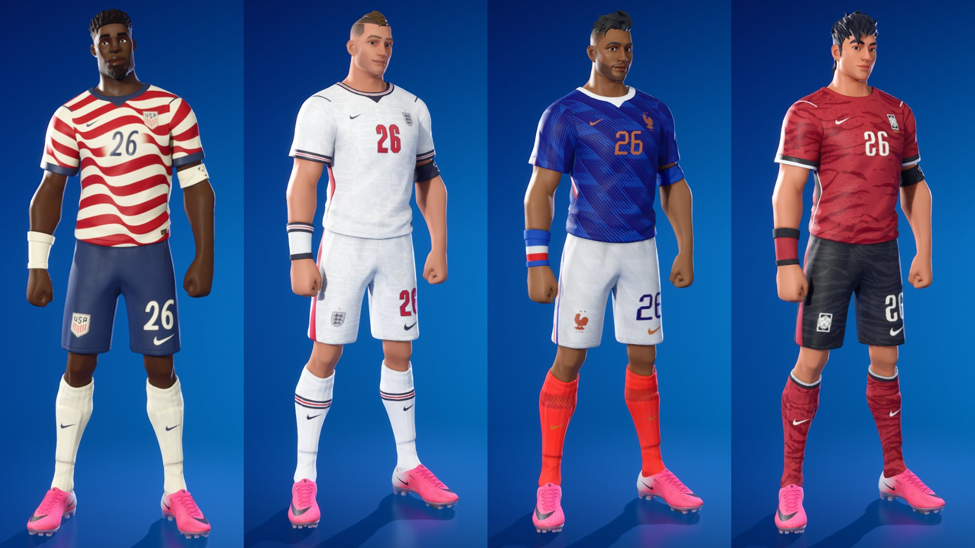 ナイキ×フォートナイトのサッカースキンは米国・イングランド・フランス・韓国のみの可能性