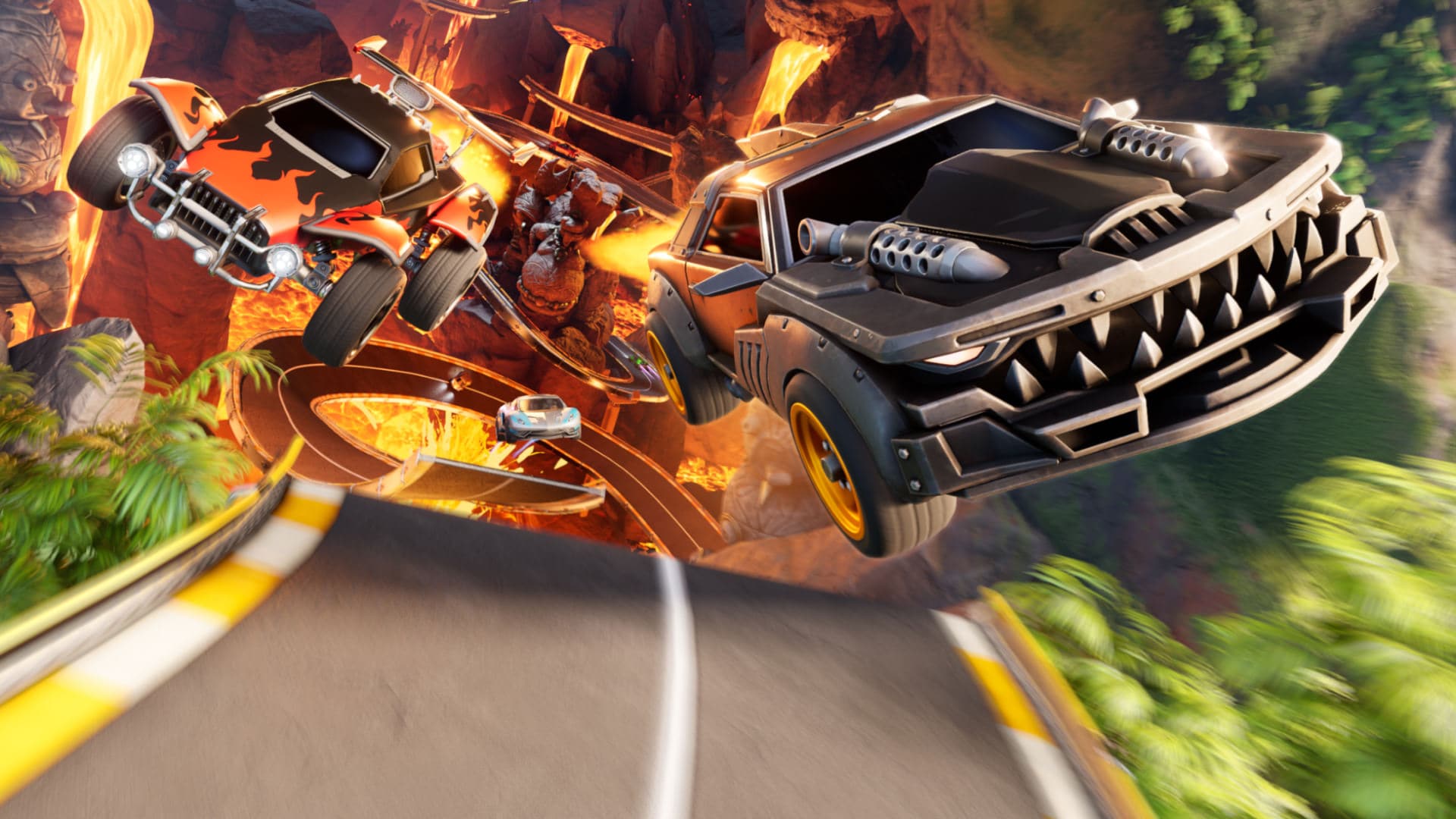 「Rocket Racing」Inferno Islandで、ゴール地点を燃え抜け!｜フォートナイト 最新情報